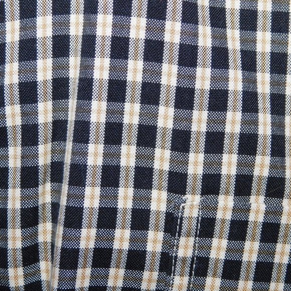 Eddie Bauer Mens 2XL Black Cream Check Plaid Long Sleeve Button Front Shirt - Picture 8 of 9